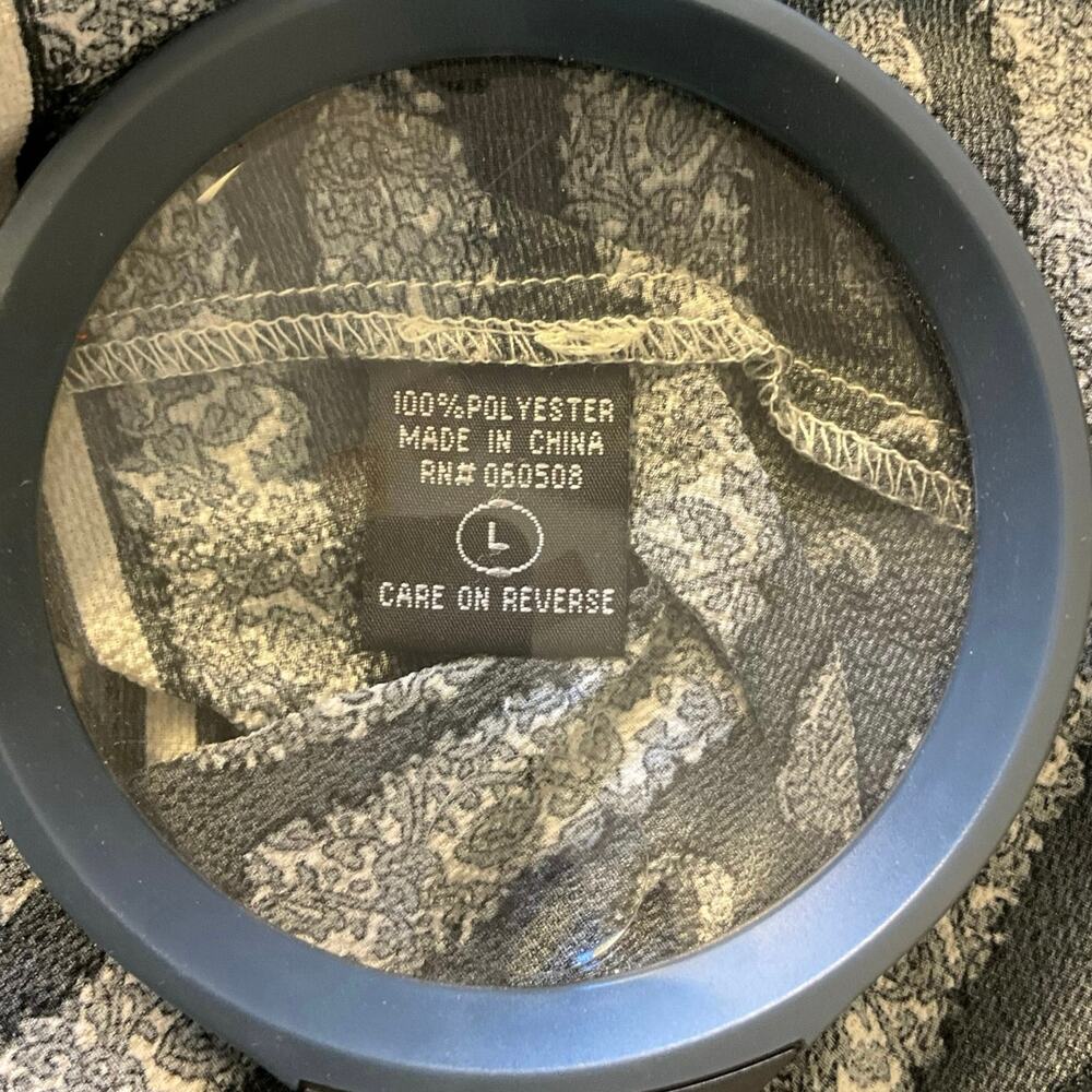 Angie Black & White Paisley Boho Tunic Top Mini Dress Size L Peasant Style - Picture 7 of 10